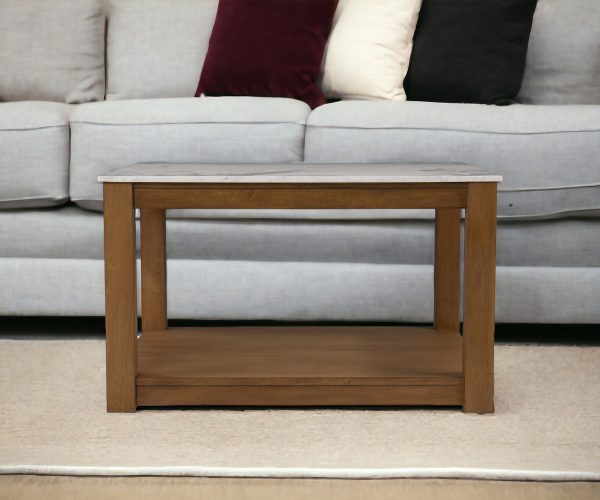 30" Natural And Natural Brown Solid Manufactured Wood Square Coffee Table - Image 2