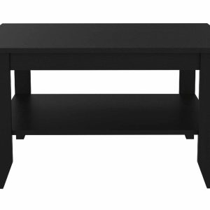 32" Black Coffee Table With Shelf