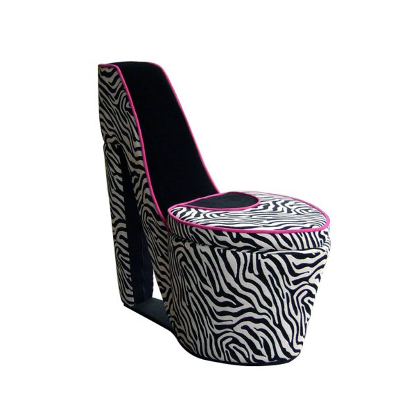32" Red and Black Faux Suede Animal Print Side Chair
