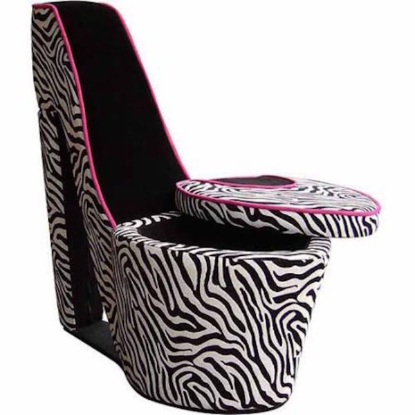 32" Red and Black Faux Suede Animal Print Side Chair - Image 2