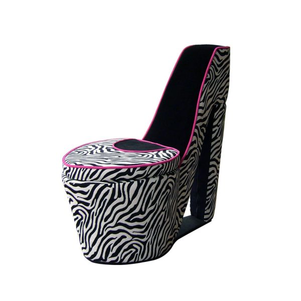 32" Red and Black Faux Suede Animal Print Side Chair - Image 3