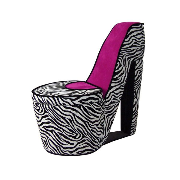 32" Black and White Faux Suede Animal Print Side Chair - Image 3