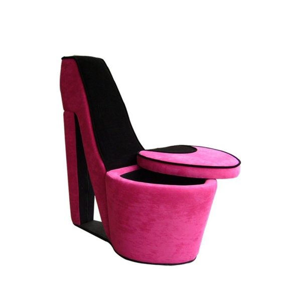 32" Pink Faux Suede Side Chair - Image 2