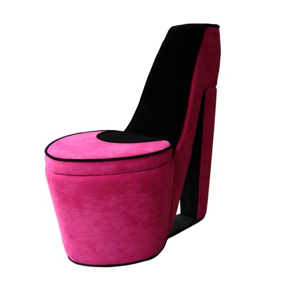 32" Pink Faux Suede Side Chair - Image 3