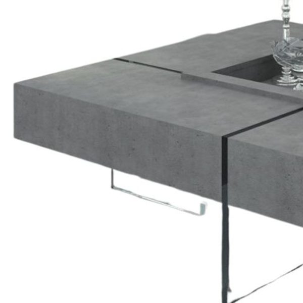 47" Gray And Clear Concrete And Glass Square Coffee Table - Image 4