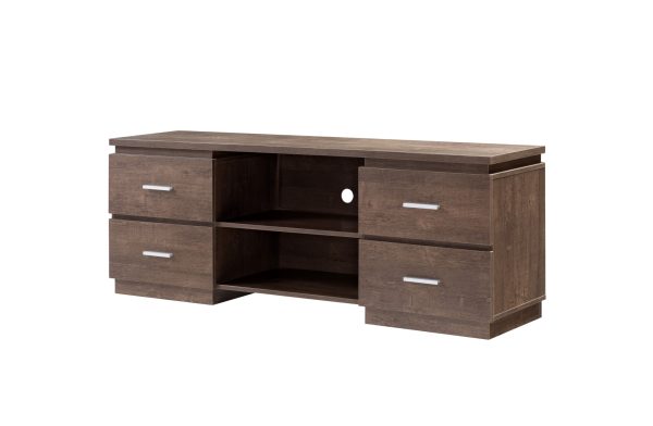 60" Brown Particle Board And Mdf Cabinet Enclosed Storage TV Stand - Image 2