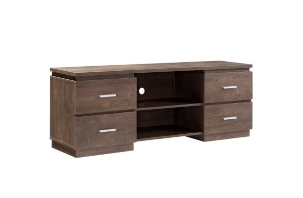 60" Brown Particle Board And Mdf Cabinet Enclosed Storage TV Stand - Image 3