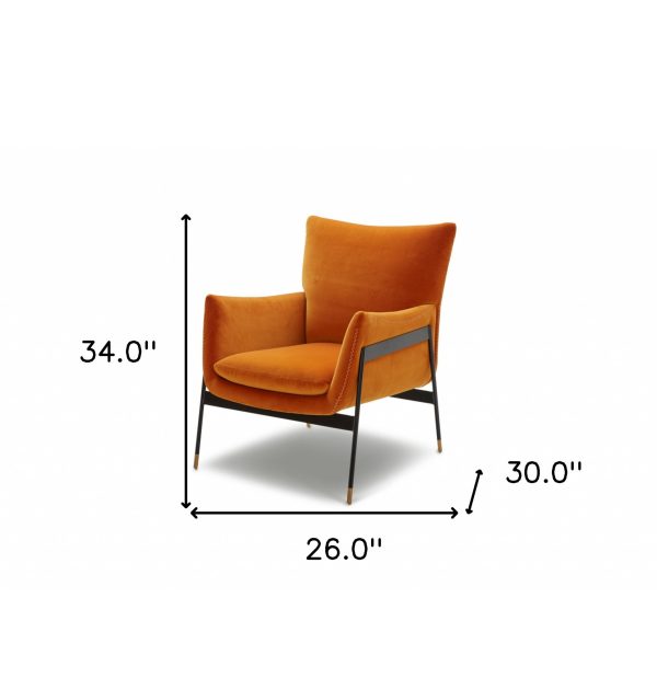Velvet Solid Color Flared Arms Wingback Chair Metal Black Legs - Image 4