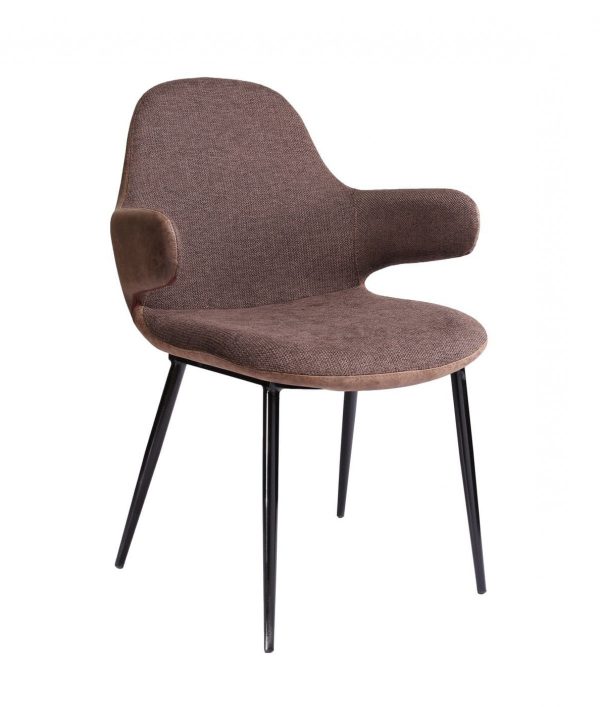 33" Stylish Brown Fabric and Faux Leather Accent Chair - Image 4