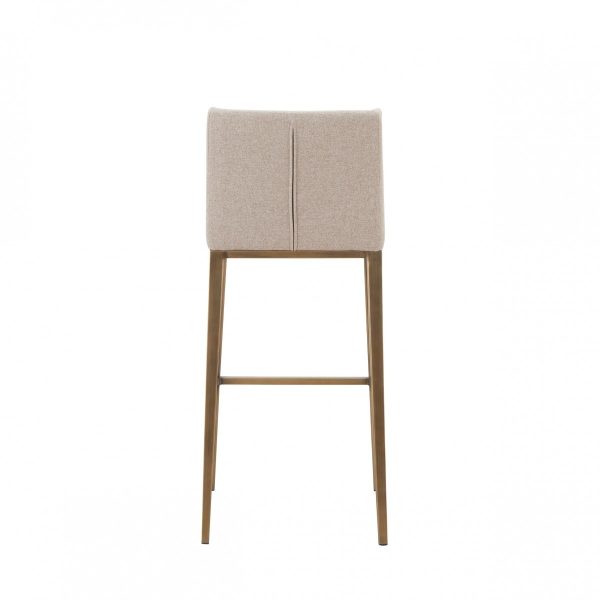Set of Two 31" Beige And Gold Stainless Steel Bar Height Bar Chairs - Image 3