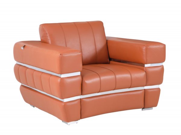Terra Cotta Stripe Top Grade Italian Leather Chair - Image 2