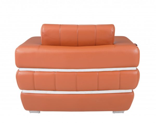 Terra Cotta Stripe Top Grade Italian Leather Chair - Image 3