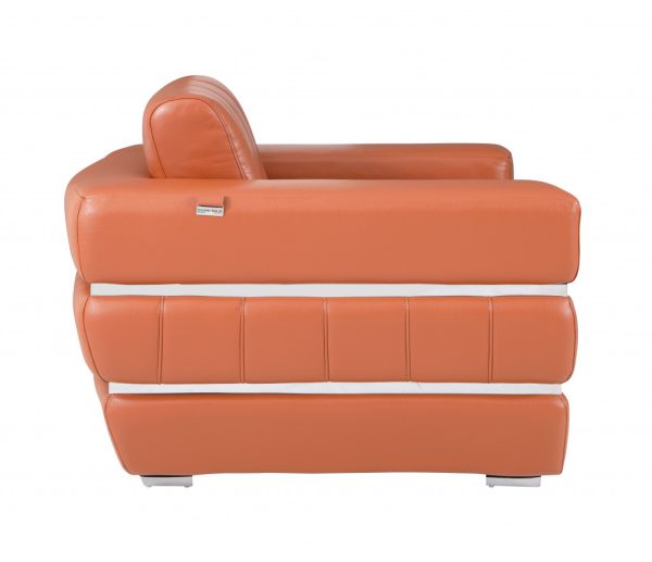 Terra Cotta Stripe Top Grade Italian Leather Chair - Image 4