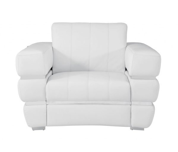 Winter White Stripe Top Grade Italian Leather Chair - Image 2