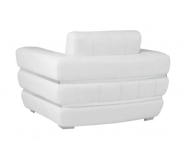 Winter White Stripe Top Grade Italian Leather Chair - Image 3