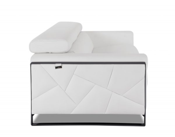 89" White Italian Leather Sofa With Chrome Legs - Image 3