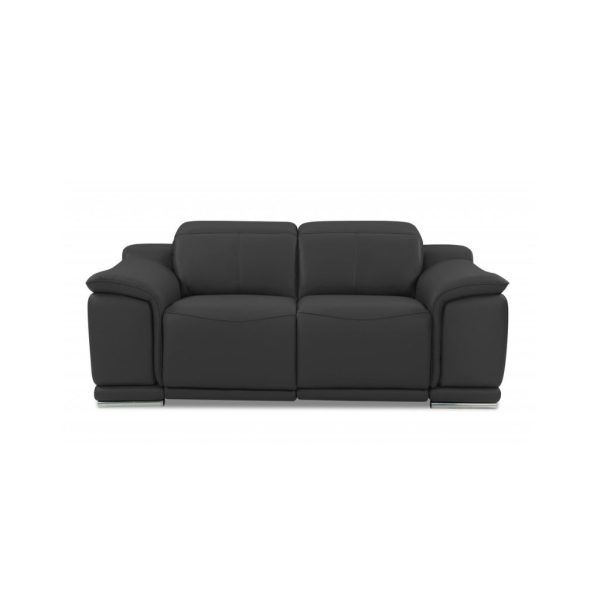 Two Piece Indoor Dark Gray Italian Leather Five Person Seating Set - Image 3