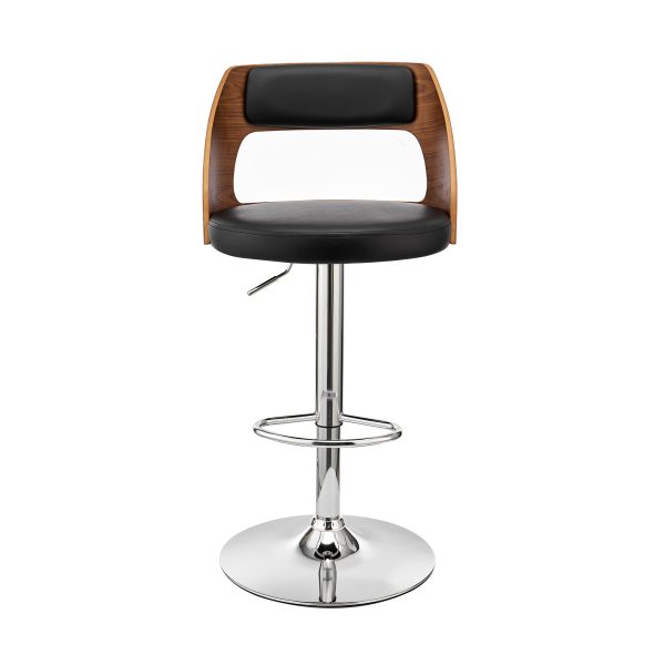 25" Black And Silver Iron Swivel Adjustable Height Bar Chair - Image 2
