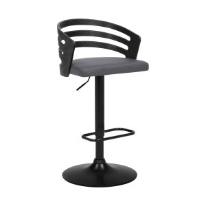 25" Gray And Black Iron Swivel Adjustable Height Bar Chair