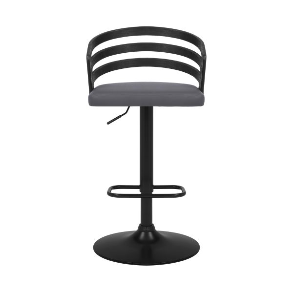 25" Gray And Black Iron Swivel Adjustable Height Bar Chair - Image 2
