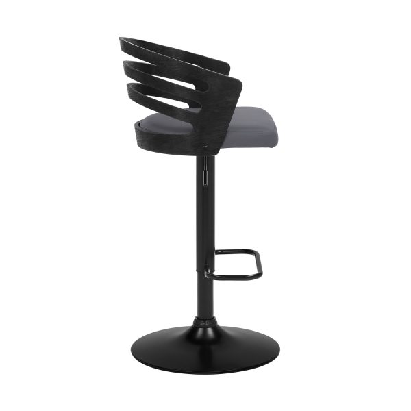 25" Gray And Black Iron Swivel Adjustable Height Bar Chair - Image 3