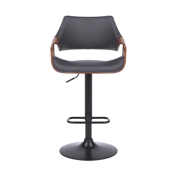 25" Gray And Black Iron Swivel Adjustable Height Bar Chair - Image 2