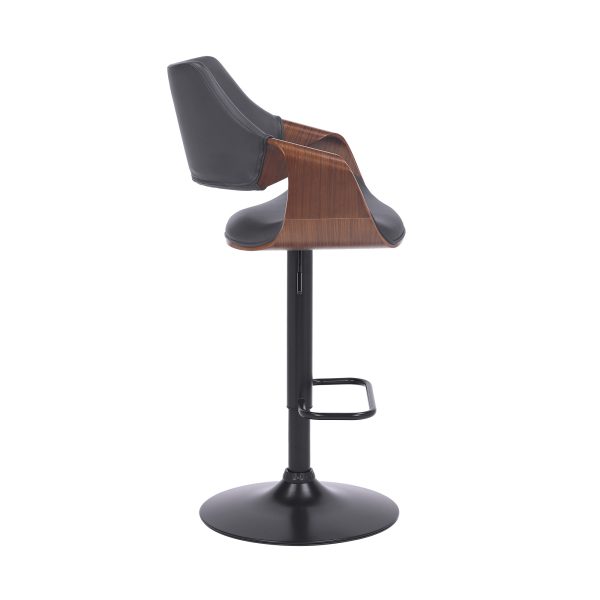 25" Gray And Black Iron Swivel Adjustable Height Bar Chair - Image 3