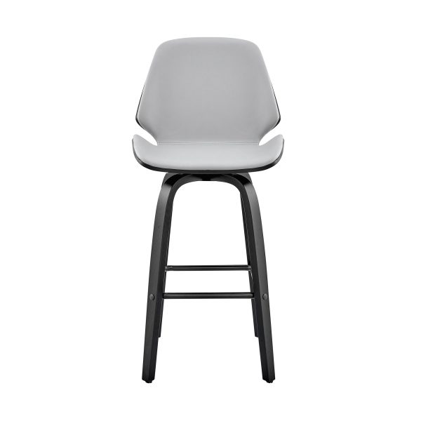 26" Gray And Black Iron Swivel Counter Height Bar Chair - Image 2