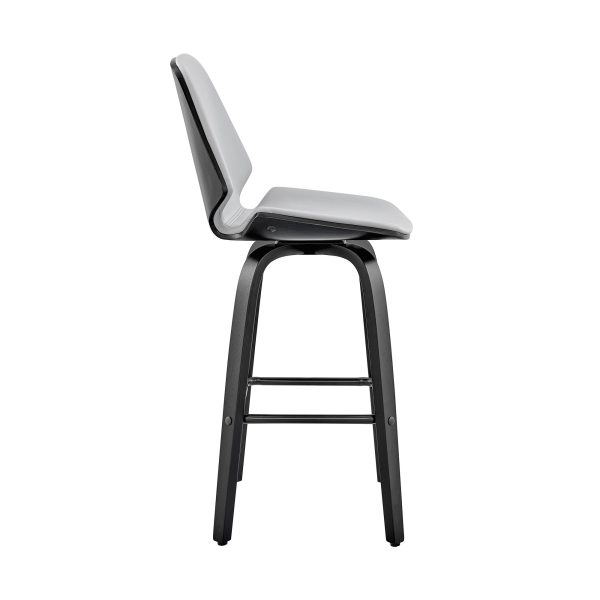 26" Gray And Black Iron Swivel Counter Height Bar Chair - Image 3