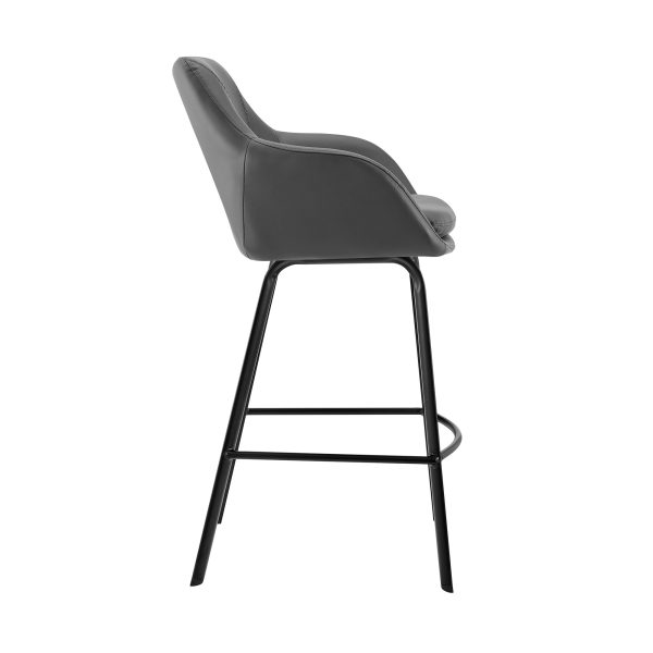 26" Gray And Black Iron Swivel Low Back Counter Height Bar Chair - Image 3