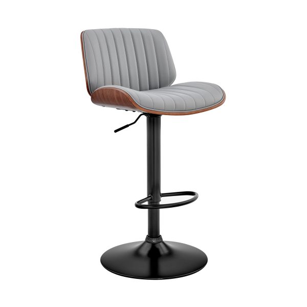 24" Gray And Black Iron Swivel Adjustable Height Bar Chair - Image 3