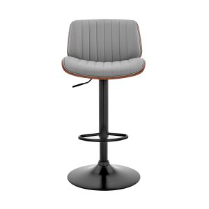 24" Gray And Black Iron Swivel Adjustable Height Bar Chair
