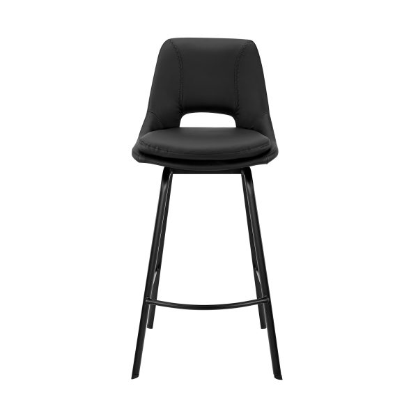 26" Black Iron Swivel Low Back Counter Height Bar Chair - Image 3