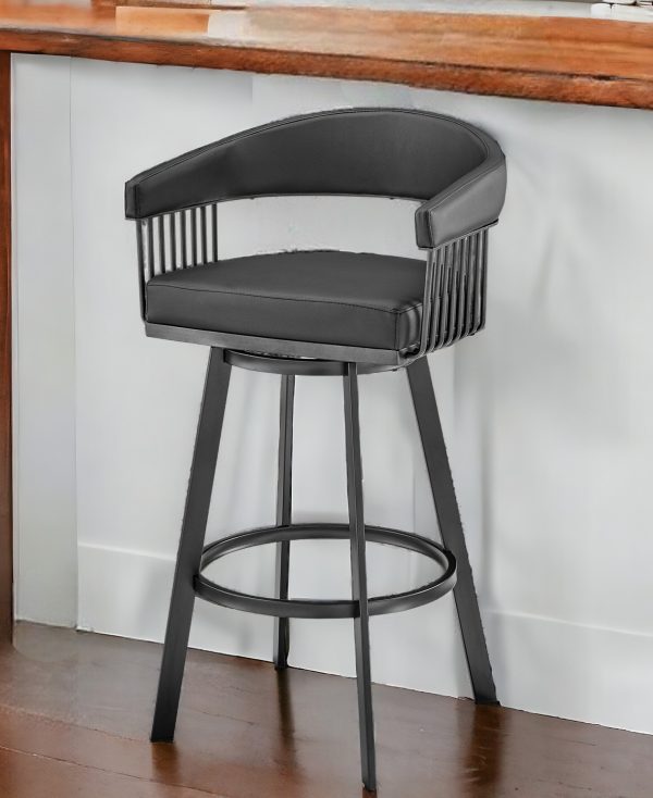 25" Iron Swivel Low Back Counter Height Bar Chair - Image 3
