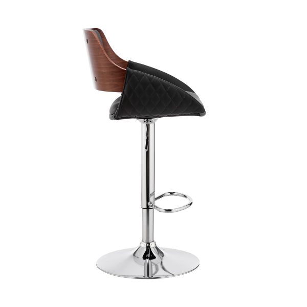25" Black And Silver Iron Swivel Low Back Adjustable Height Bar Chair - Image 3