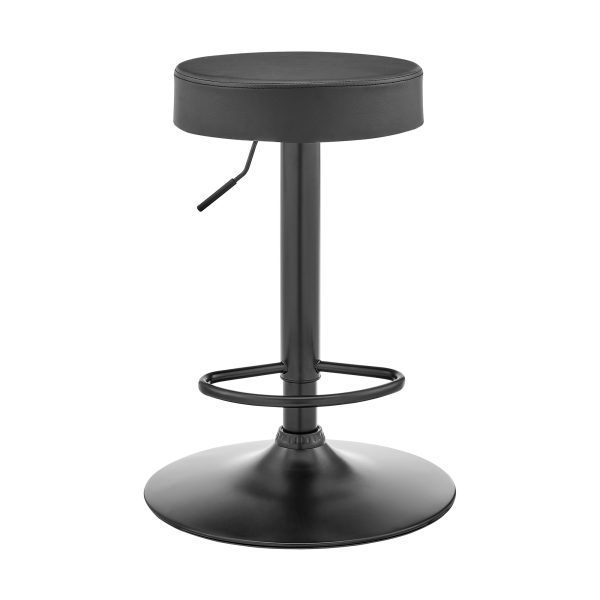 24" Gray And Black Iron Backless Adjustable Height Bar Chair - Image 3
