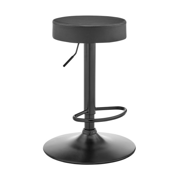 24" Gray And Black Iron Backless Adjustable Height Bar Chair - Image 2