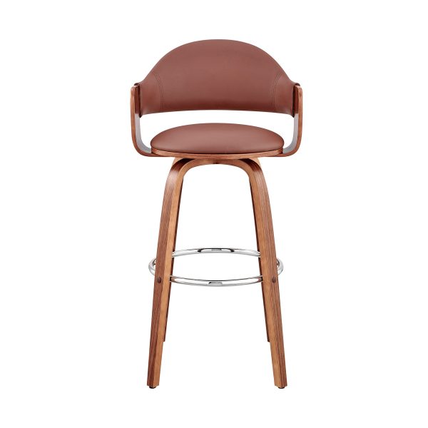 26" Brown Swivel Low Back Counter Height Bar Chair - Image 2
