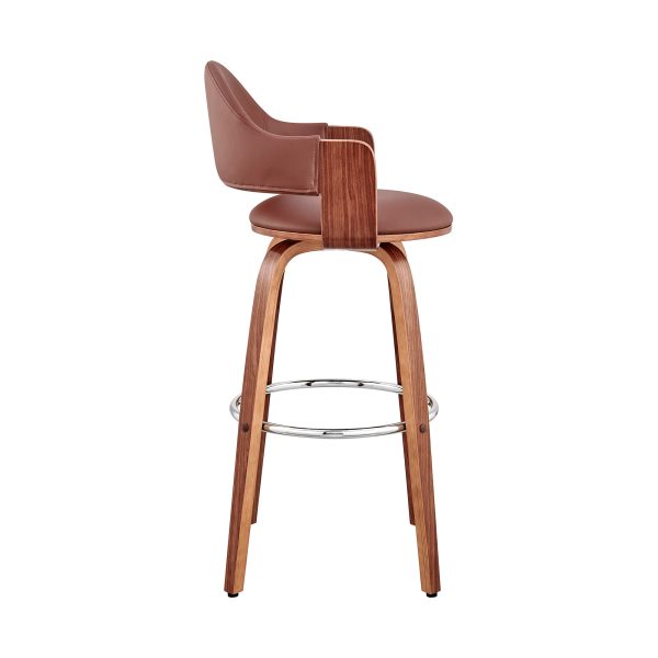 26" Brown Swivel Low Back Counter Height Bar Chair - Image 3