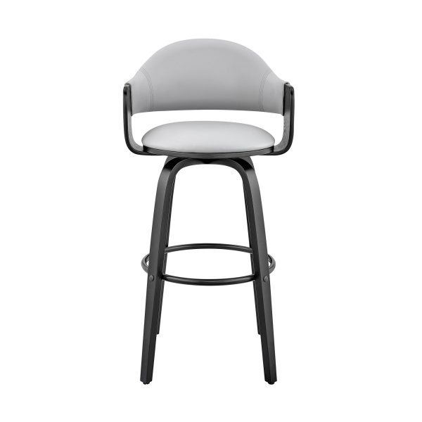 26" Gray And Black Iron Swivel Low Back Counter Height Bar Chair - Image 2