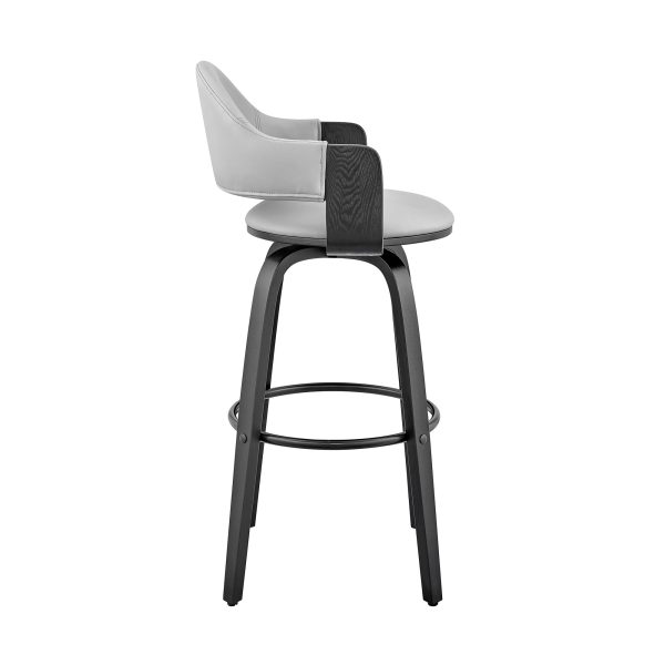 26" Gray And Black Iron Swivel Low Back Counter Height Bar Chair - Image 3