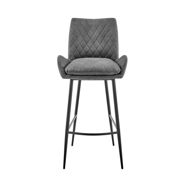 26" Charcoal And Black Iron Counter Height Bar Chair - Image 3