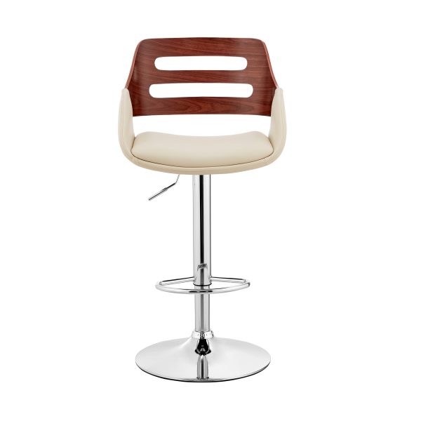 25" Cream And Silver Iron Swivel Low Back Adjustable Height Bar Chair - Image 2