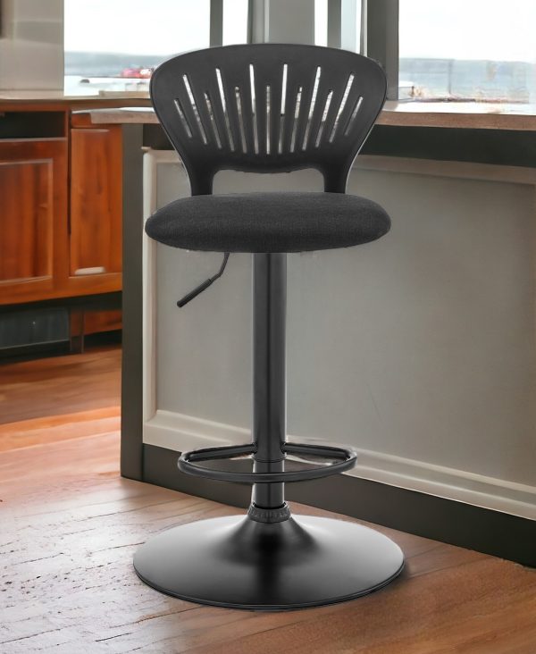 23" Black Iron Swivel Low Back Adjustable Height Bar Chair - Image 2