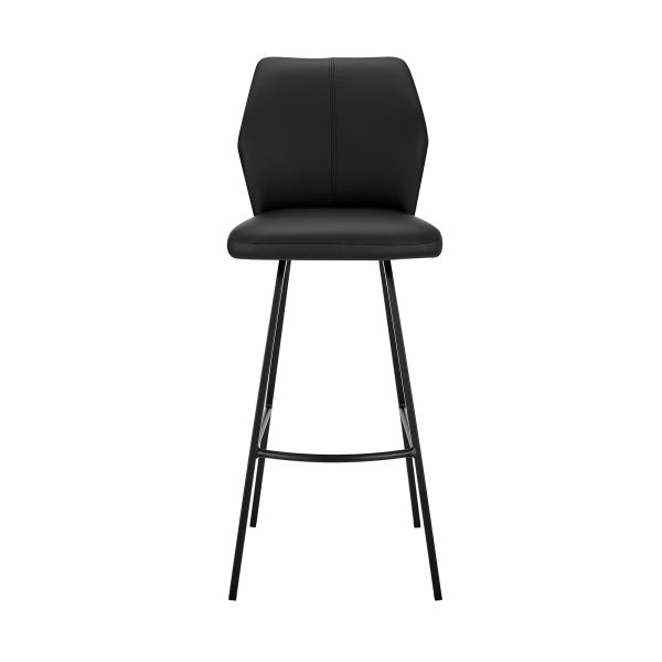 26" Black Faux Leather and Iron Counter Height Bar Chair - Image 3