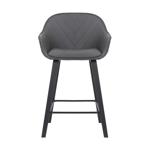 26" Gray And Black Iron Counter Height Bar Chair - Image 3