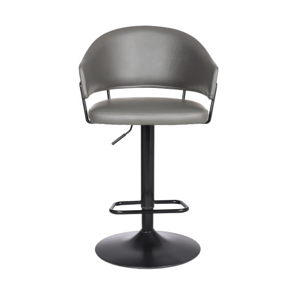 25" Gray And Black Iron Swivel Adjustable Height Bar Chair - Image 3