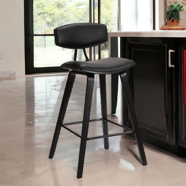 26" Black Iron Low Back Counter Height Bar Chair - Image 2