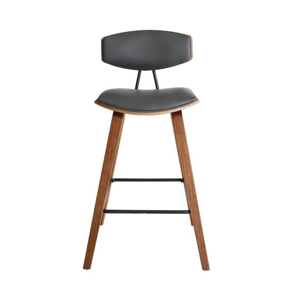 26" Gray and Brown Fabric and Iron Low Back Counter Height Bar Chair - Image 2