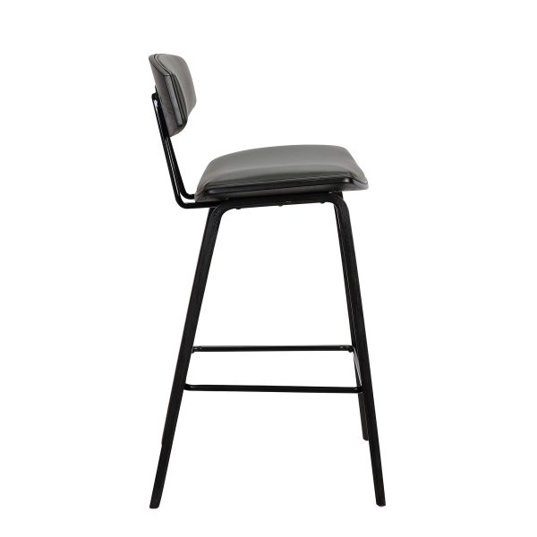 26" Gray And Black Iron Low Back Counter Height Bar Chair - Image 4